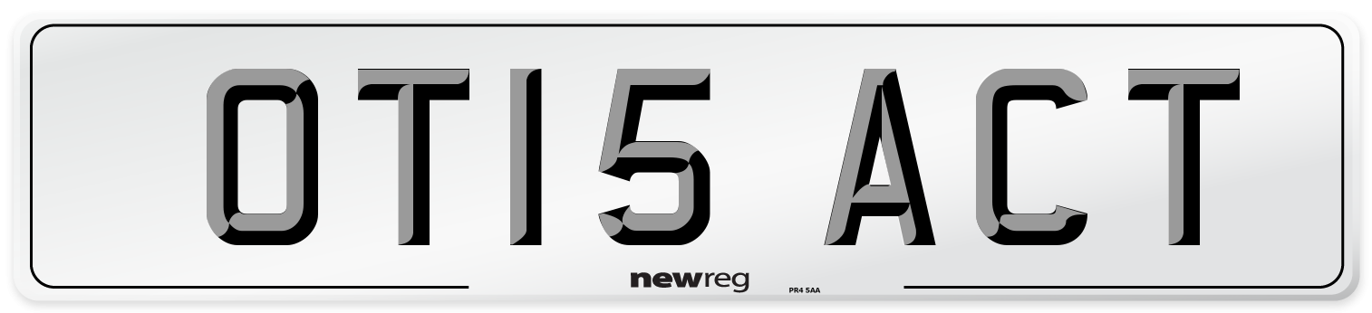 OT15 ACT Number Plate from New Reg
